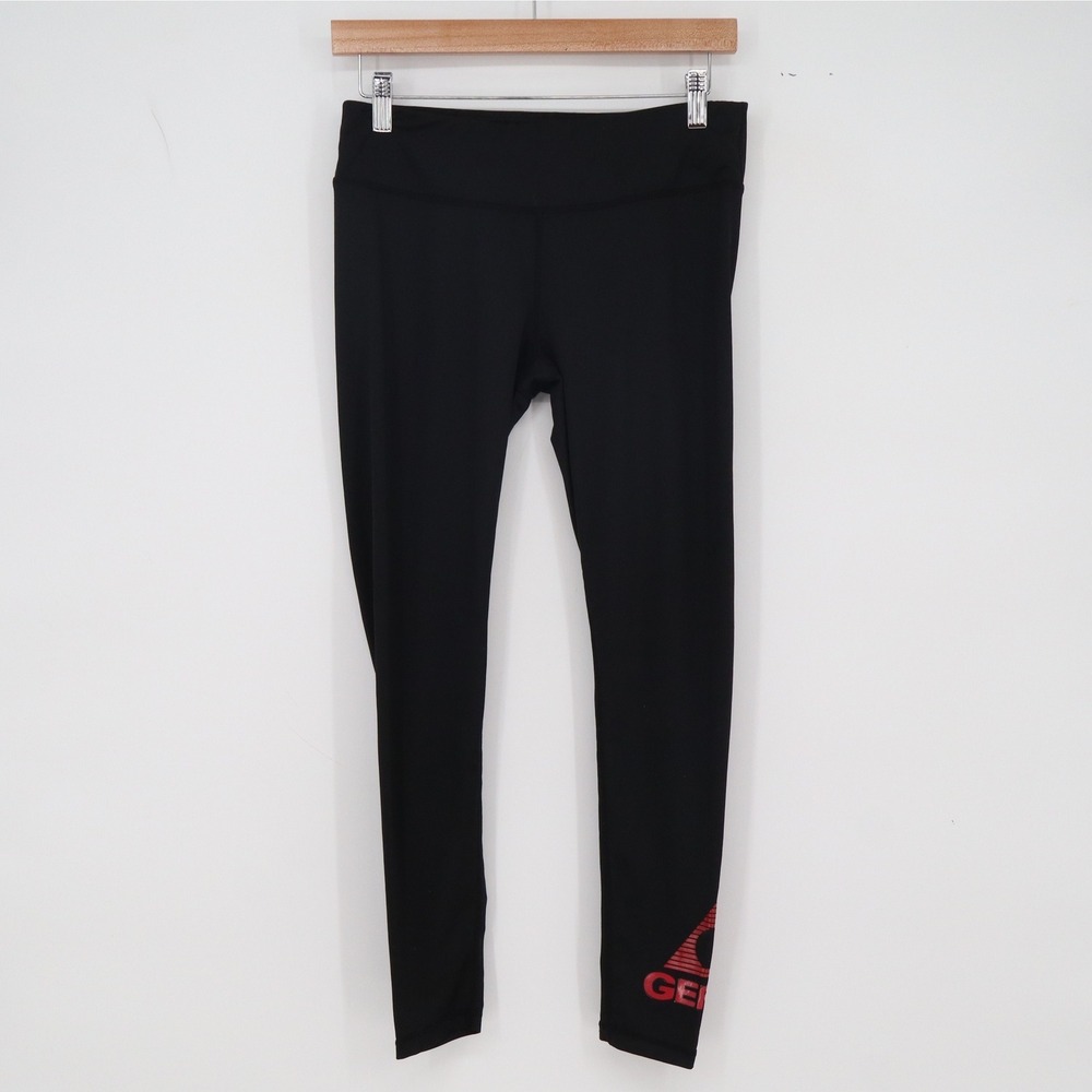 Gerry Leggings Womens M Activewear Black Red Logo Stretch Athletic Excellent